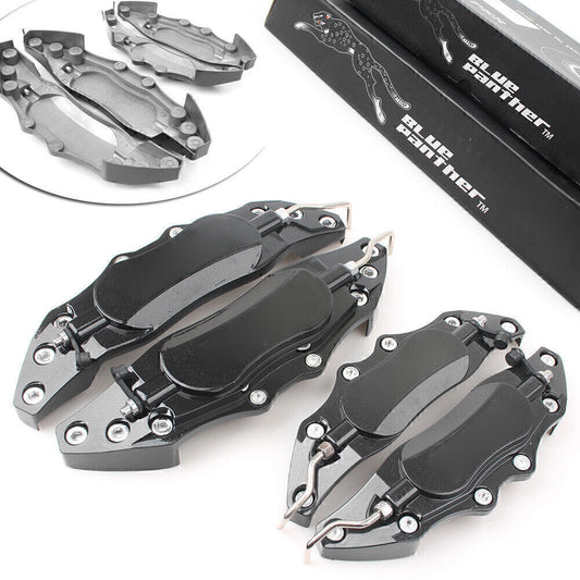 4x 3D Metal Brake Caliper Covers Universal Front & Rear Large+Medium Car Black Q