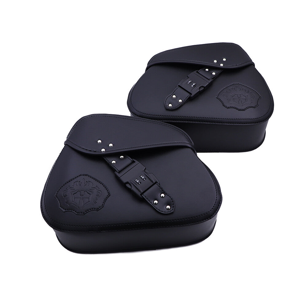 New Motorcycle Black PU Leather Password Lock Luggage Bags Saddlebags Saddle Bag Q