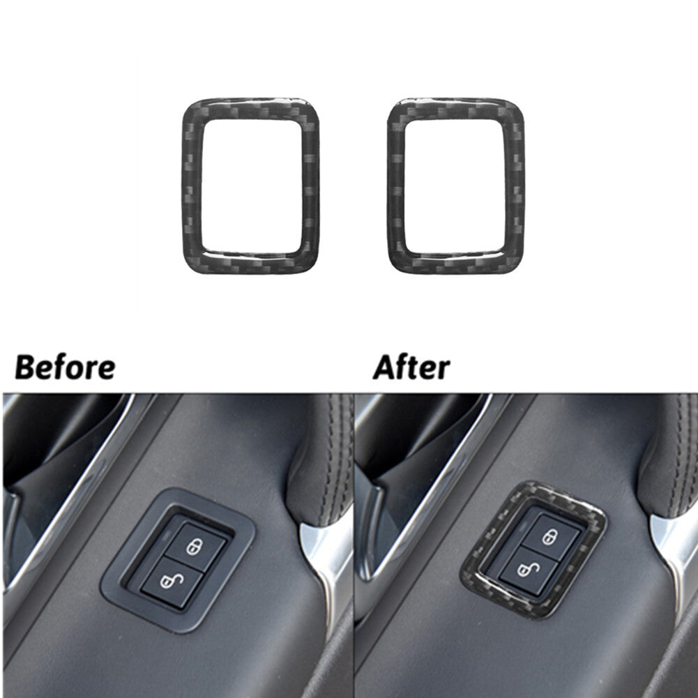 2pcs Carbon Fiber Door Lock Cover Trim for Land Rover Discovery Sport 2015-2019