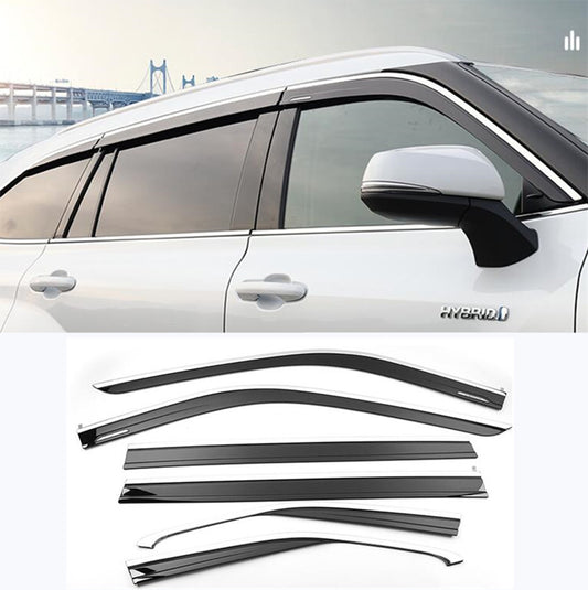 silver+black for Toyota Highlander 20-23 Window Visor Vent Shades Sun Rain Guard