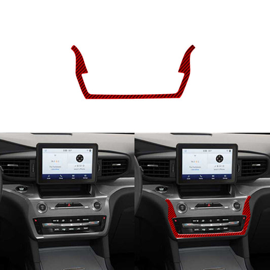 Red Carbon Fiber Center A/C Button Frame Cover Trim for Ford Explorer 2020-2023