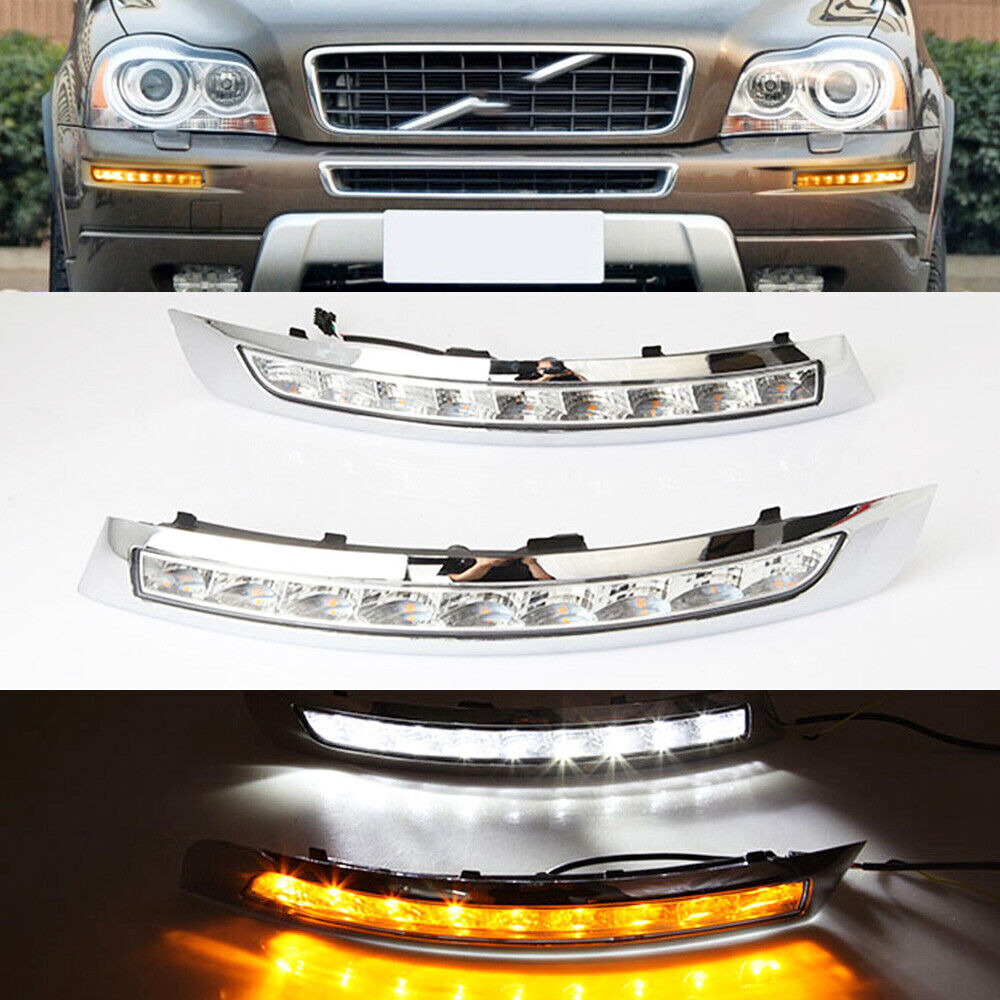 for Volvo XC90 2007-2014 LED DRL Daytime Running Light Bumper Fog Lamp w/ Turn Q