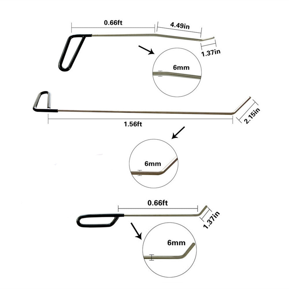 Paintless Dent Pulling Rods Kit, Dent Pulling Tools, Steel Spring Rods Hand Tool v