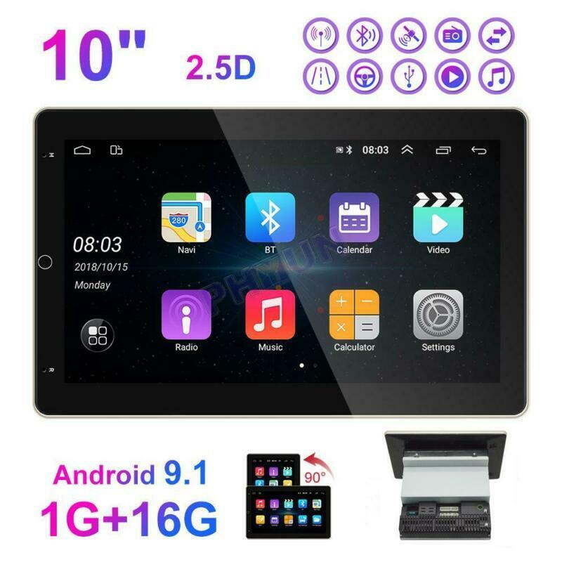 10-inch Android 9.1 Car Stereo Radio, 1-Din Rotatable Screen, Universal GPS Navigation - n