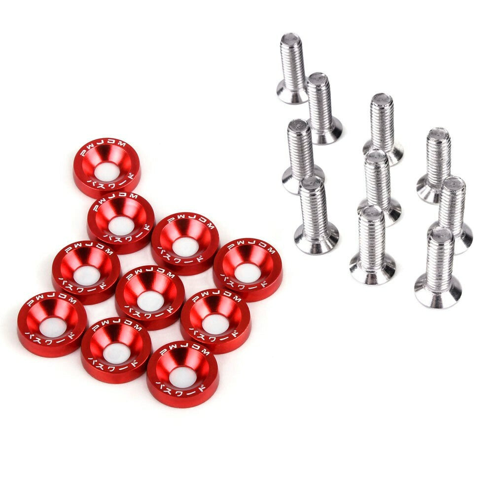 M6 Bolts Car Engine Bumper Fender Washers License Plate Screws 10PCS