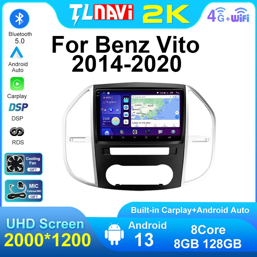 for Mercedes for Benz Vito 3 W447 2014-20 Android Auto CarPlay Car Stereo Radio GPS