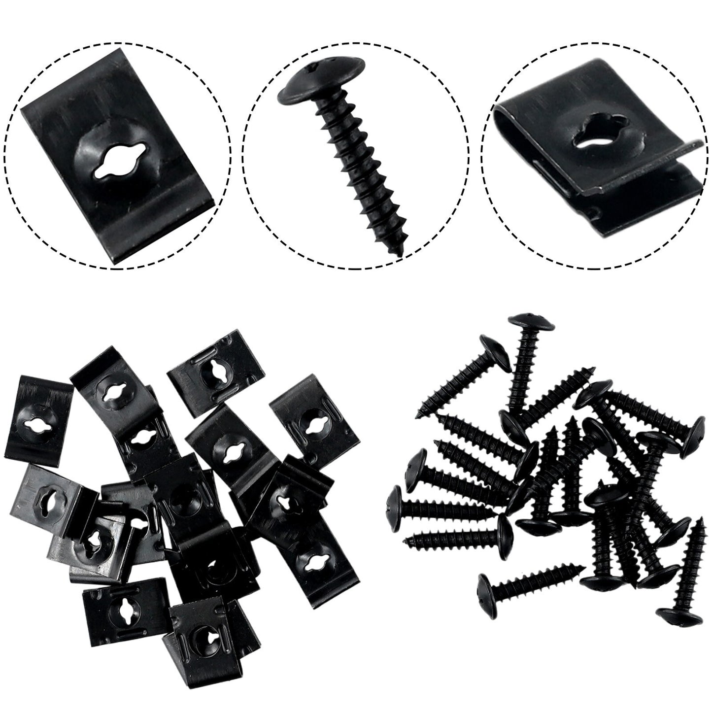 20pc Metal U-type Clip With Screw Car Bumper Fender Trim Panel Fasteners Kit New v