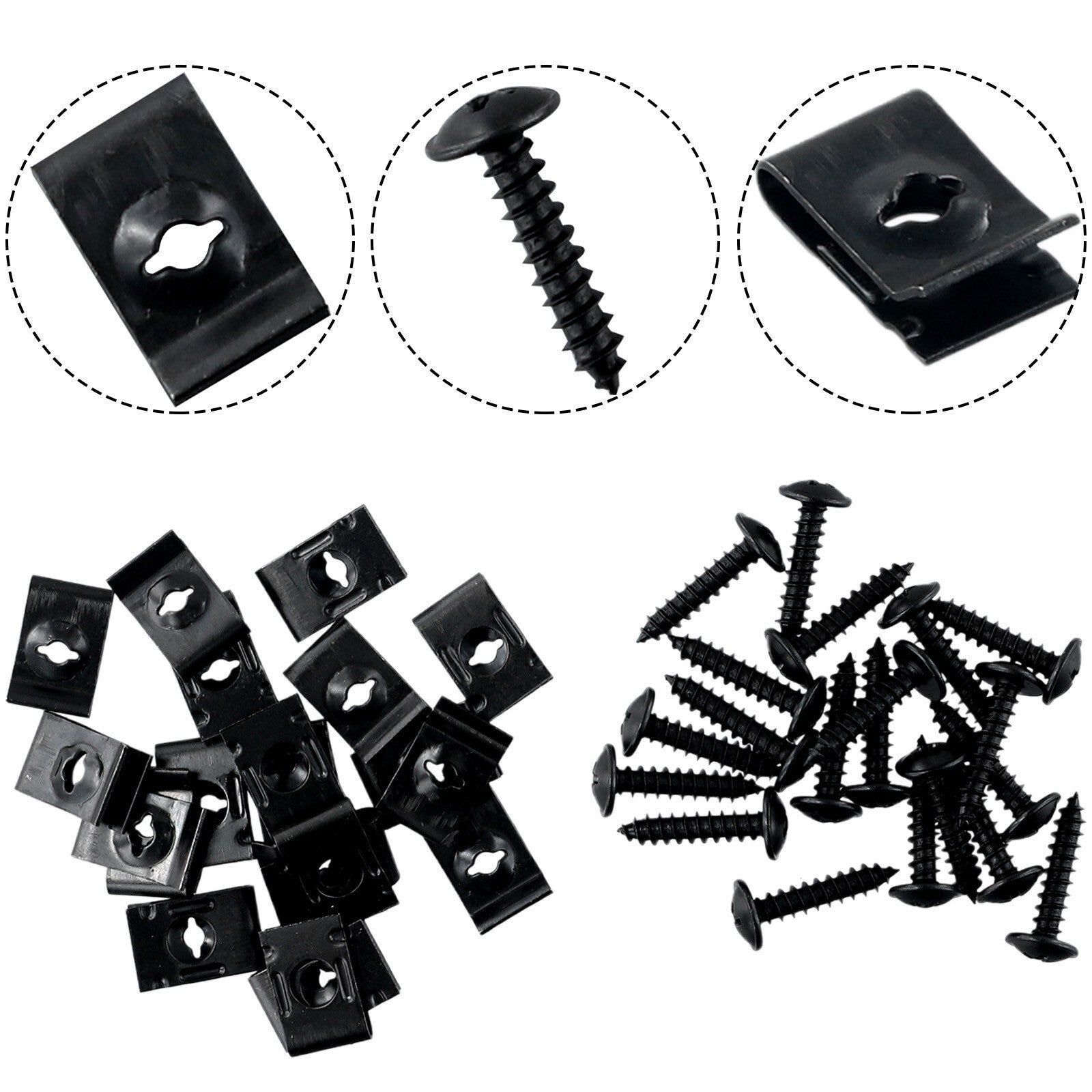 20pc Metal U-type Clip With Screw Car Bumper Fender Trim Panel Fasteners Kit New v