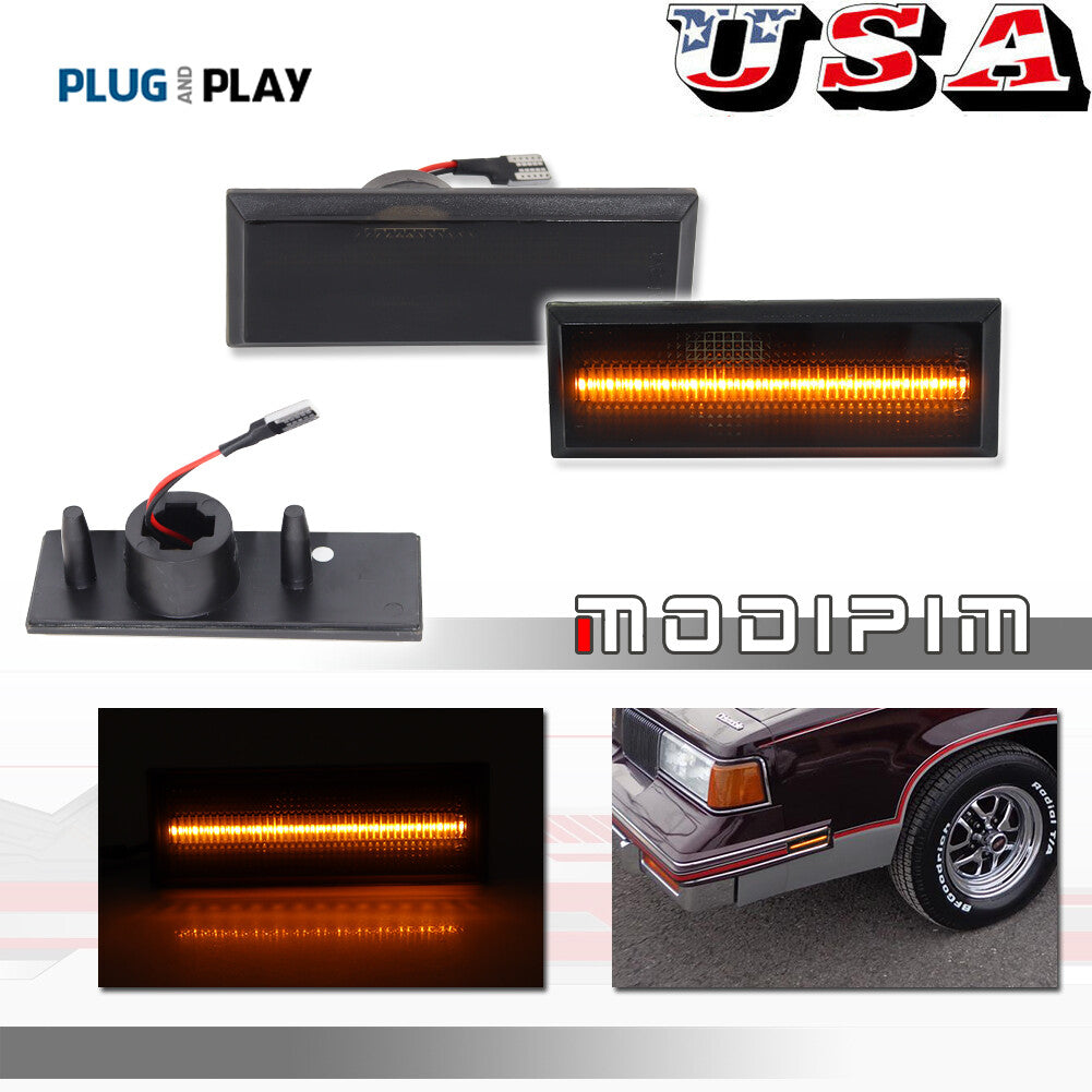 Suitable for Cutlass smoked lens front fender amber LED side marker light from 1981-1988- v