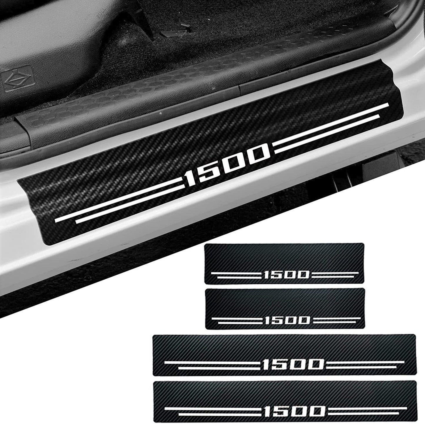 4-Piece Door and Window Panel Protectors for Dodge Parts 1500 White Trucks - n