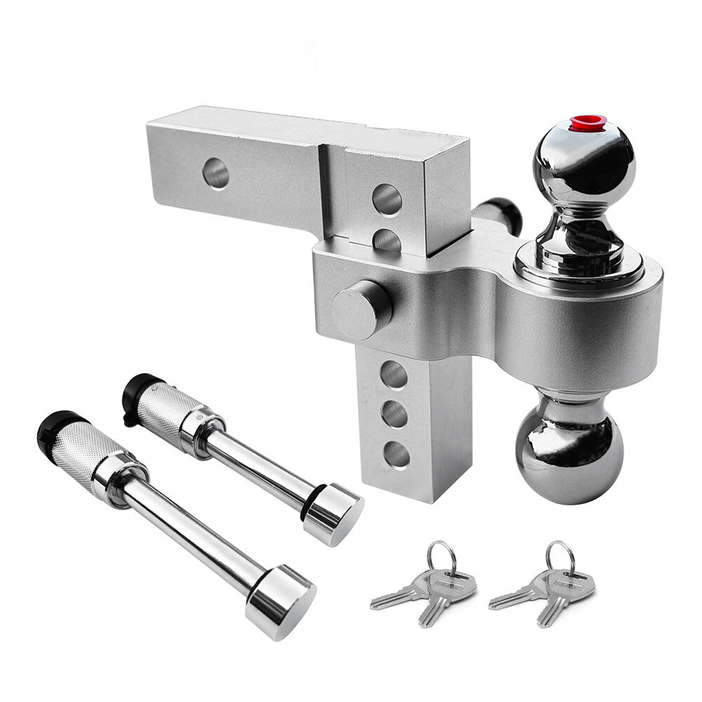2 Receiver 6 Drop/Rise Adjustable 20000lb Trailer Tow Hitch Dual Ball W/Lock