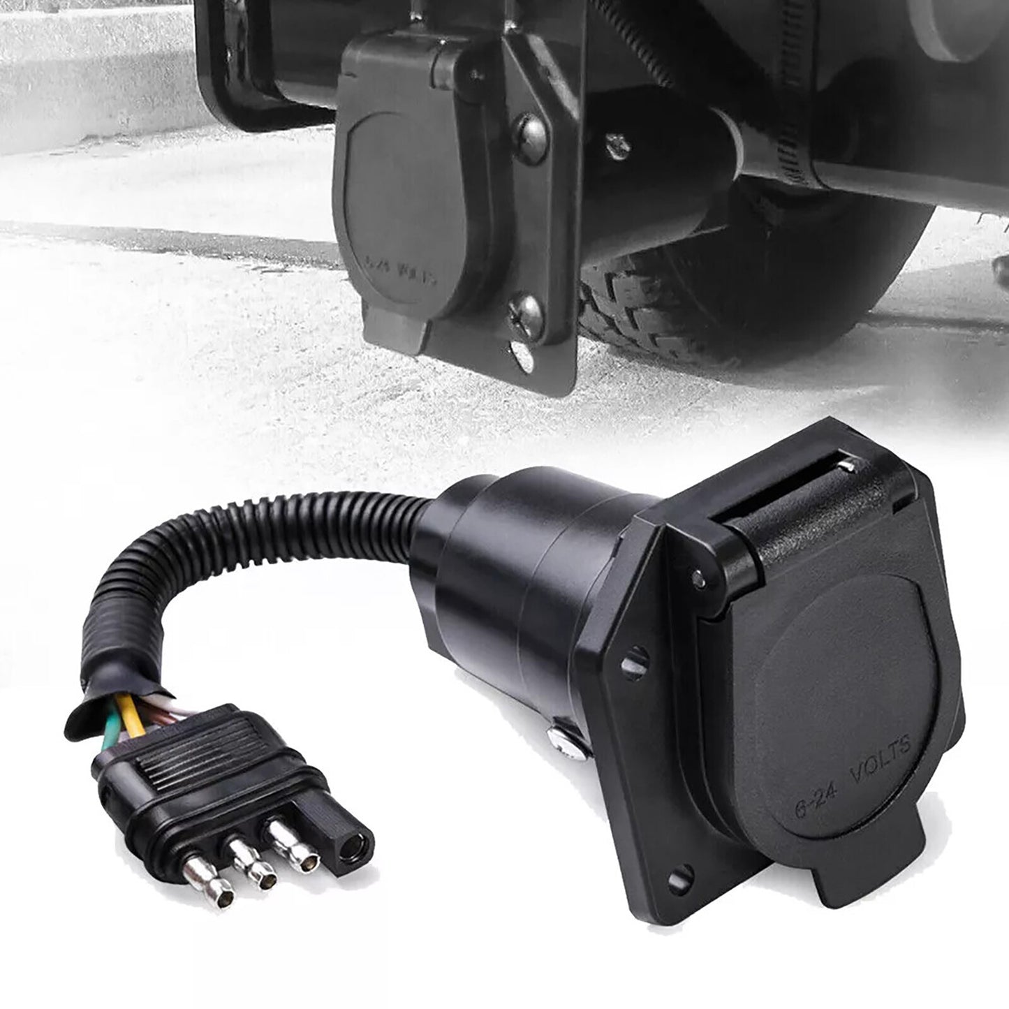 4 Pin to 7 Way Blade For RV Trailer Plug Adapter Truck Light Wire Connector