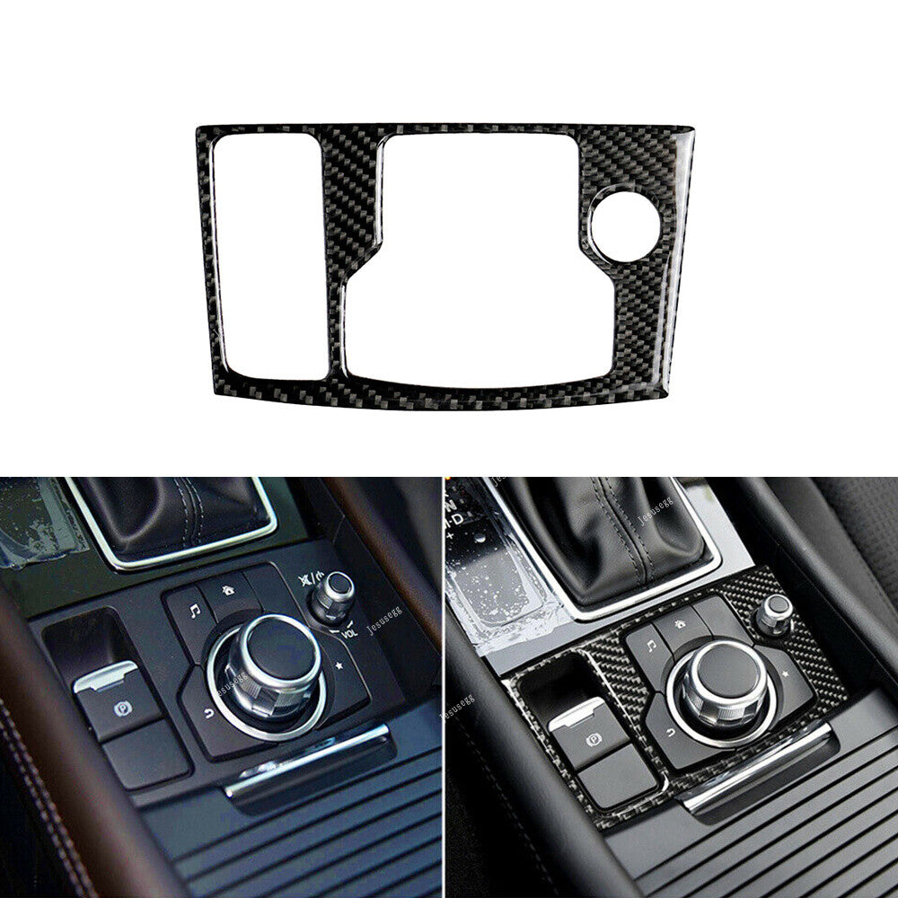 Carbon Fiber Car Interior Multimedia Button Cover Trim For 2014-16 for Mazda 3 Axela