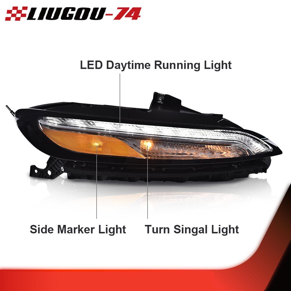White LED DRL Parking Light Signal Passenger Side Fits 2014-18 for Jeep Cherokee - v