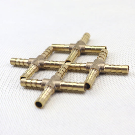 4PCS HOSE BARB 4 WAY Cross Brass Pipe Fitting Thread Gas Fuel Water Air1/4(6mm)