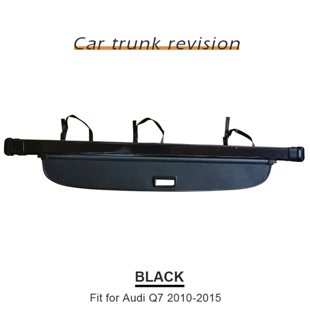 for Audi Q7 2010-2015 Black Rear Trunk Cargo Security Shield Shade Cover Trim