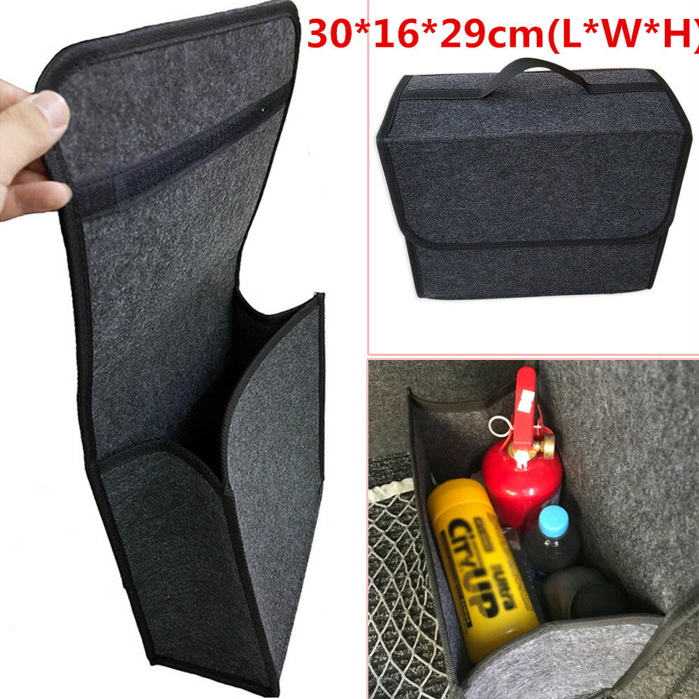 Gray soft felt car trunk organizer bag, fireproof and neat storage box. n