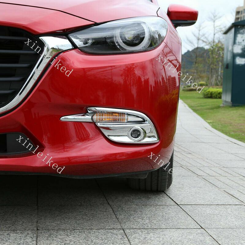 Chromed front fog light trim cover Decorate for Mazda 3 Axela GS GT GX 2017-2018
