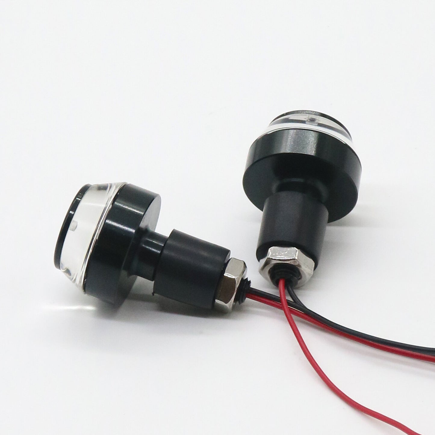 Black 22mm Handlebar Turn Signal Grip Bar End LED Plug Strobe Side Marker Light Q