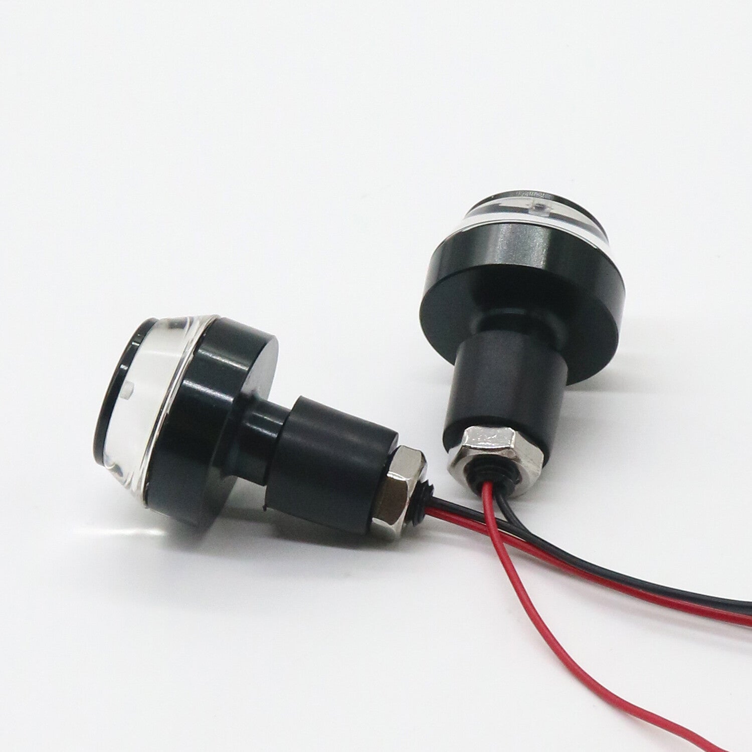 Black 22mm Handlebar Turn Signal Grip Bar End LED Plug Strobe Side Marker Light Q