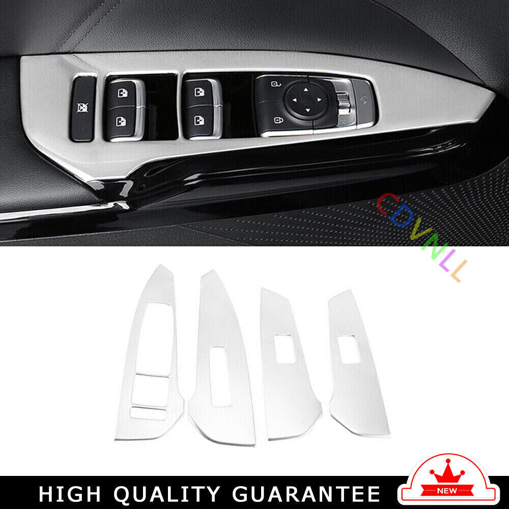 Car Glass Window Lifting Lock Panel Cover Trim for Kia K5 2021-2022 Silver Steel