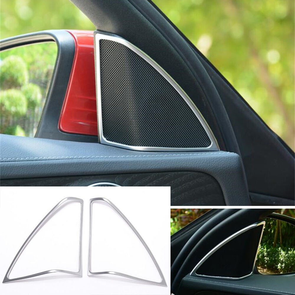 Front Door A-Pillar Tweeter Speaker Trim for Benz C Class W205 2016-21ABS Silver