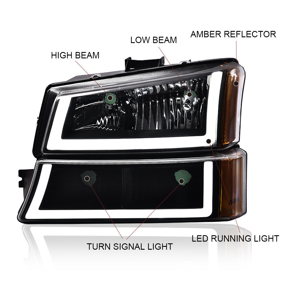 2003 - 07 Black Purple Red Light LED DRL Hydrophilic Table- v