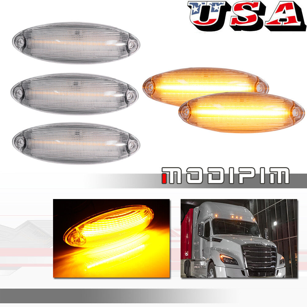 5-Pack Yellow LED Roof Clearance Marker Lights for 2008+ for Freightliner Cascadia - v