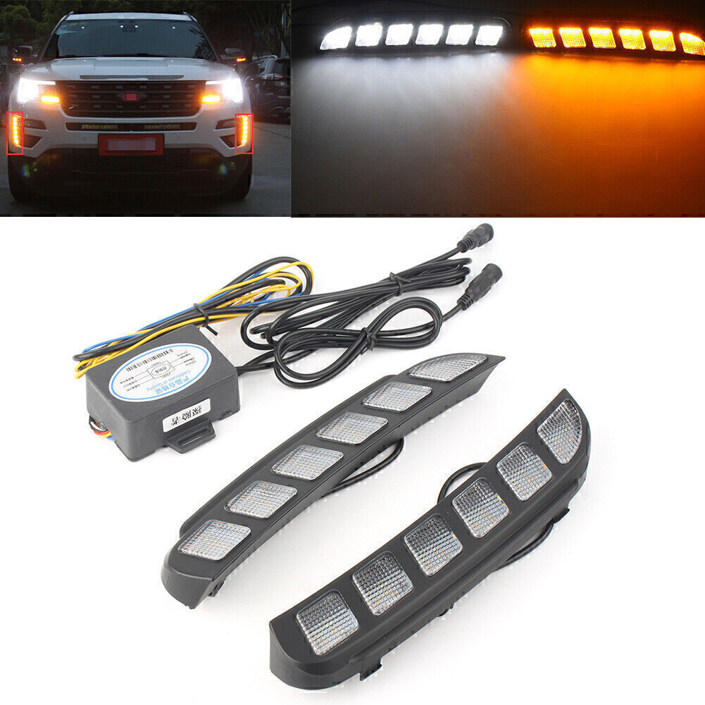 for Ford Explorer 2016 2017 2x LED Daytime Running Lights Signal Lamp DRL