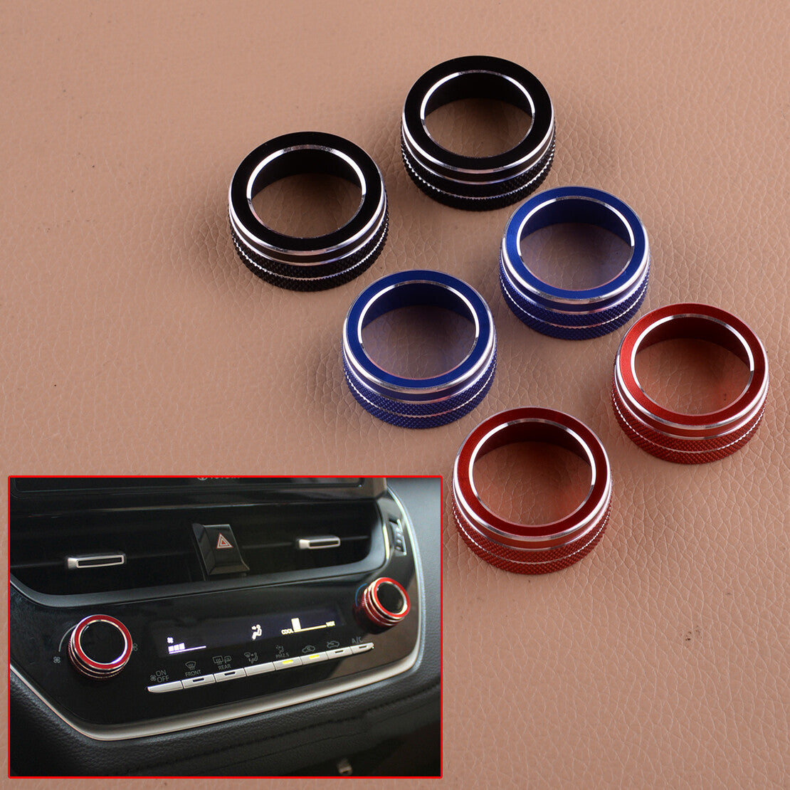 2Pcs Air Condition Knob Circle Ring Fit for Corolla Hatchback 2019-2021 v