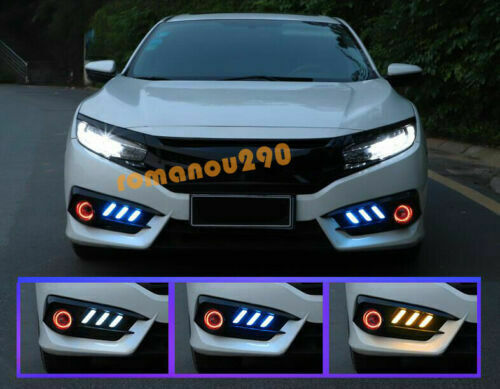 LED Driving Lights Turn Signal Front Fog Lights for Honda for Civic Sedan 2019-2021