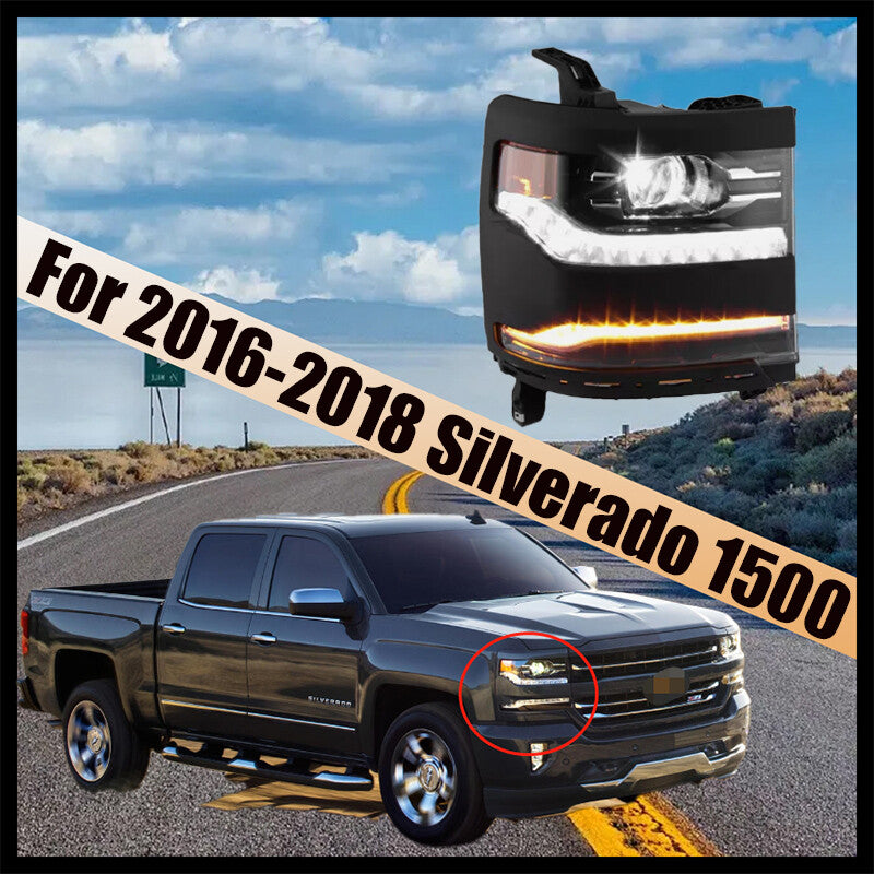 For 2016-2018 Silverado 1500 Right Side Full LED DRL Primed Projector Headlight n