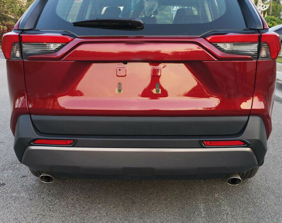 Carbon Fiber Style Rear Bumper Tail Fog Light Cover Trim for Toyota RAV4 2019-22