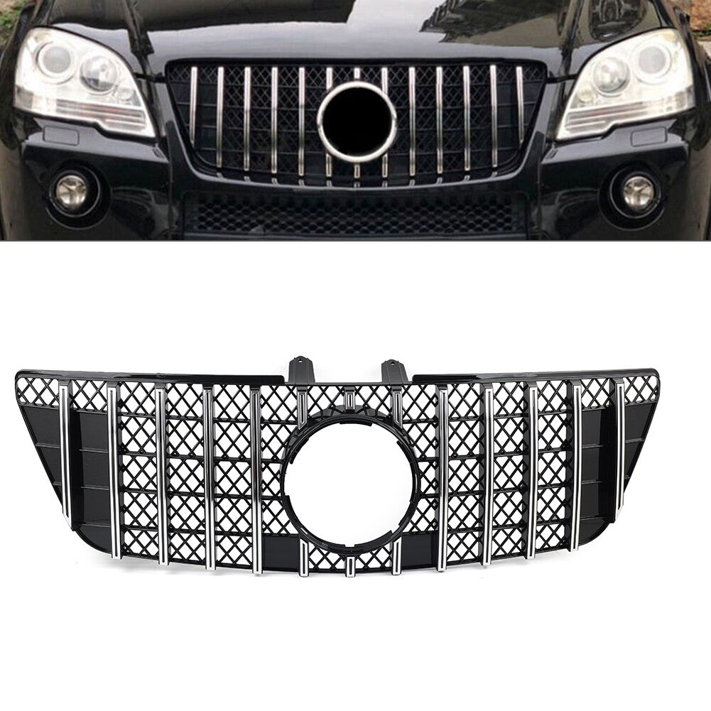 GTR Style Front Bumper Hood Diamond Grille Chrome for Benz ML Class W164 2009-12