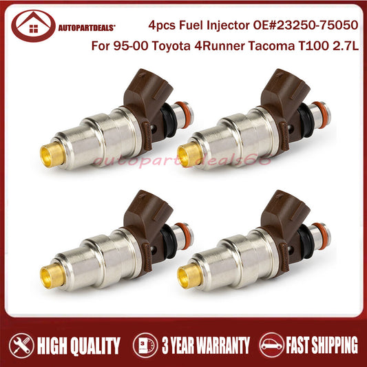 4-piece new fuel injector set 23250-75050, suitable for Toyota 4Runner T100 and Tacoma 2.7L-L4.