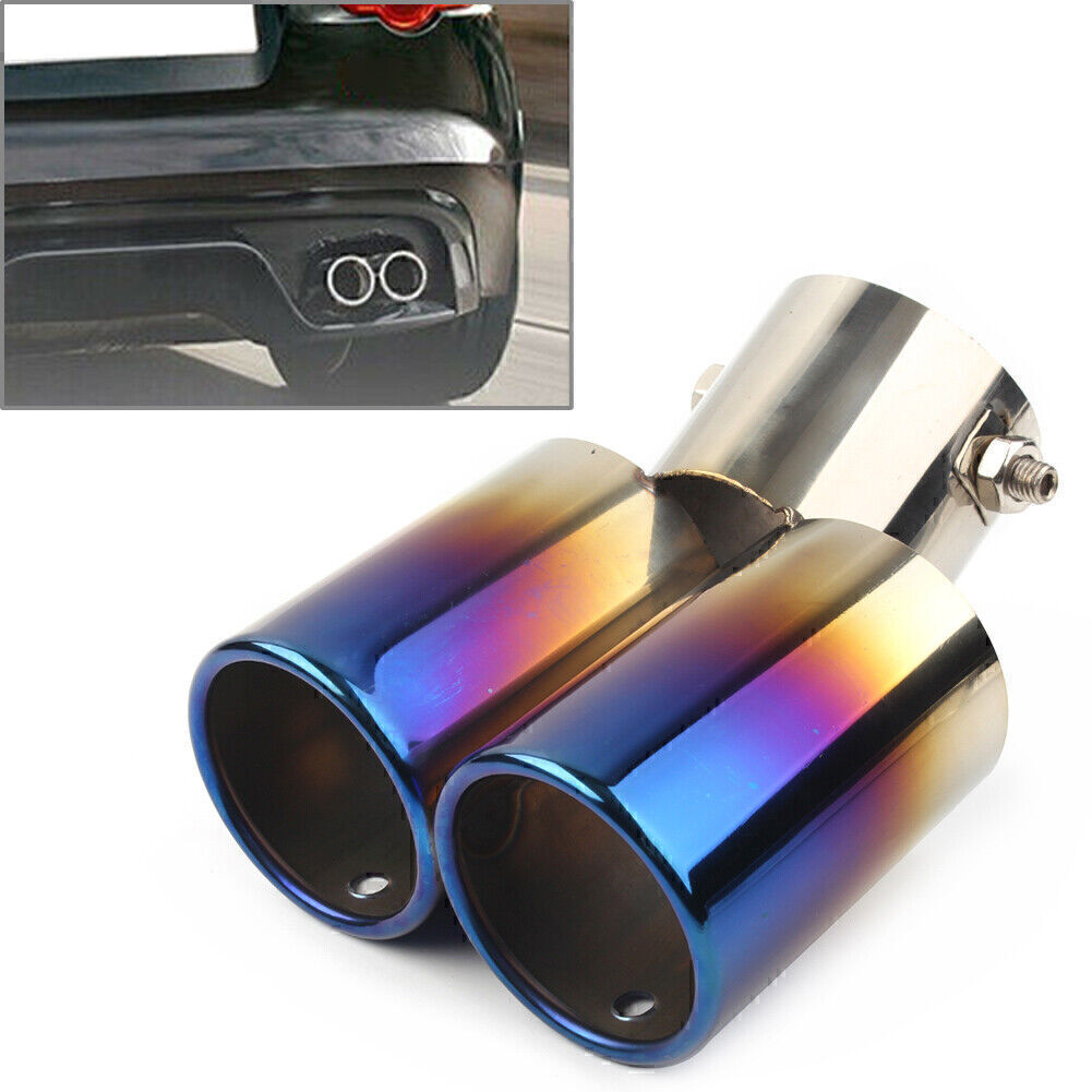 Universal Stainless Steel Car Rear Dual Exhaust Pipe Tail Muffler Tip Tailpipe Q