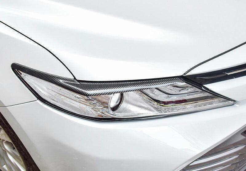 for Toyota for Camry 18-23 Carbon Fiber Headlight Lamp Eyebrow decor Cover trim 2PC