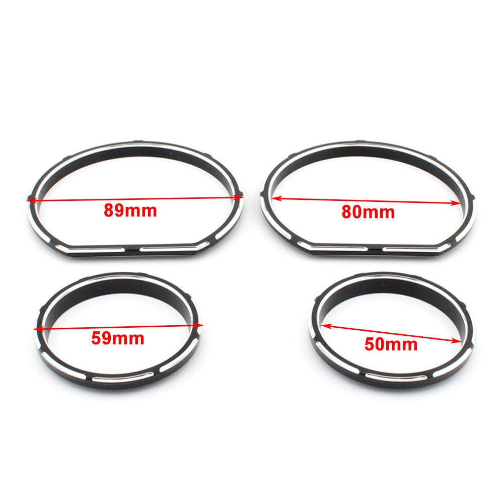 1x Chrome Instrument Board Gauge Bezel Kit Fit for Harley Touring Street Glide 14-23 Q