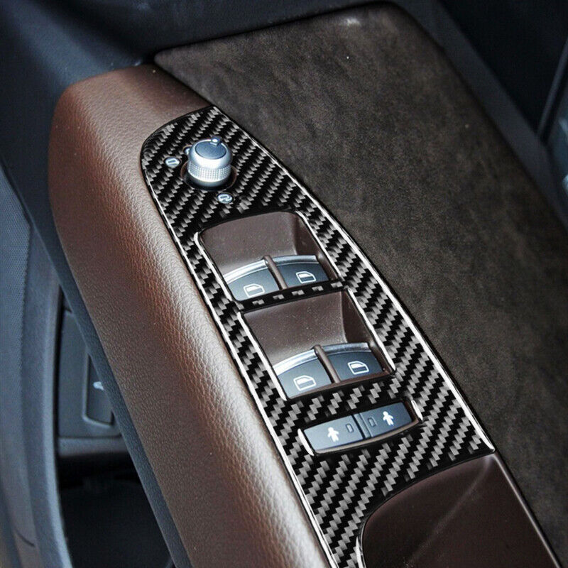 Real Carbon Fiber Car Window Switch Panel Cover Trim for Audi Q7 2008-2015 6PCS