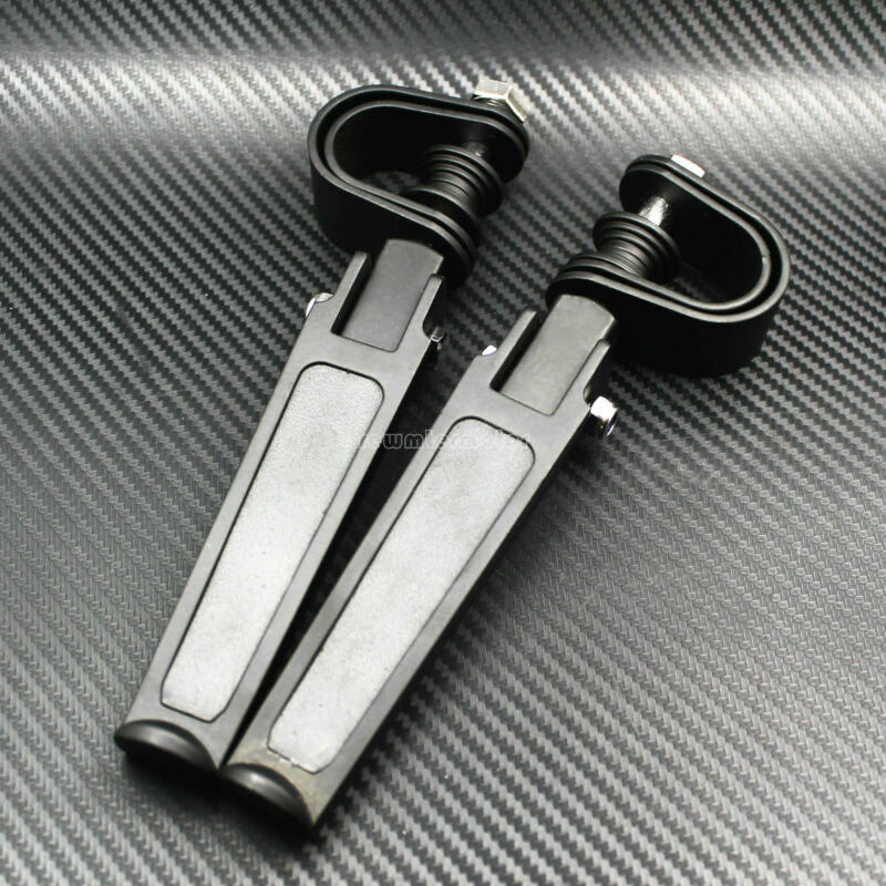 Motorcycle 1-1/4 Highway Engine Guard Crash Bar U-clamp Foot Pegs Footrest