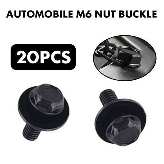 20PCS Car Body Bolts Screw Fastener Fender M6-1.0x16mm Long 10mm Hex 17mm Washer