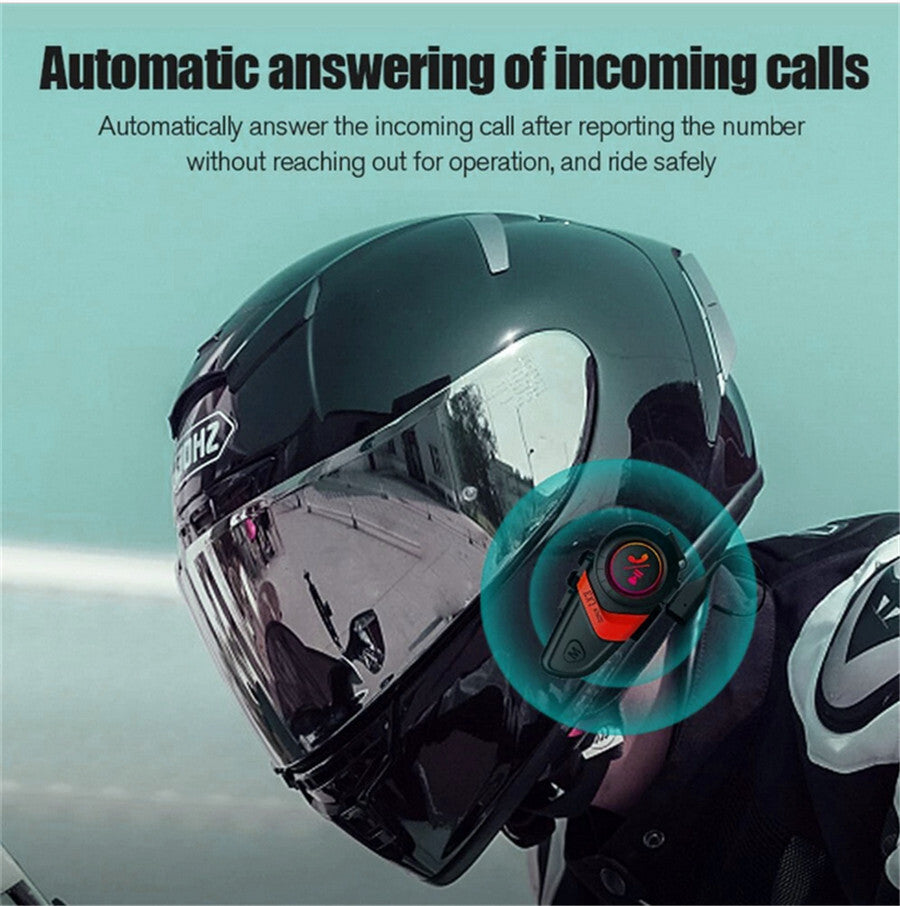 LX3 Helmet Motorcycle Bluetooth Headset ABS Anti-Jamming Red With Charging Cable Q