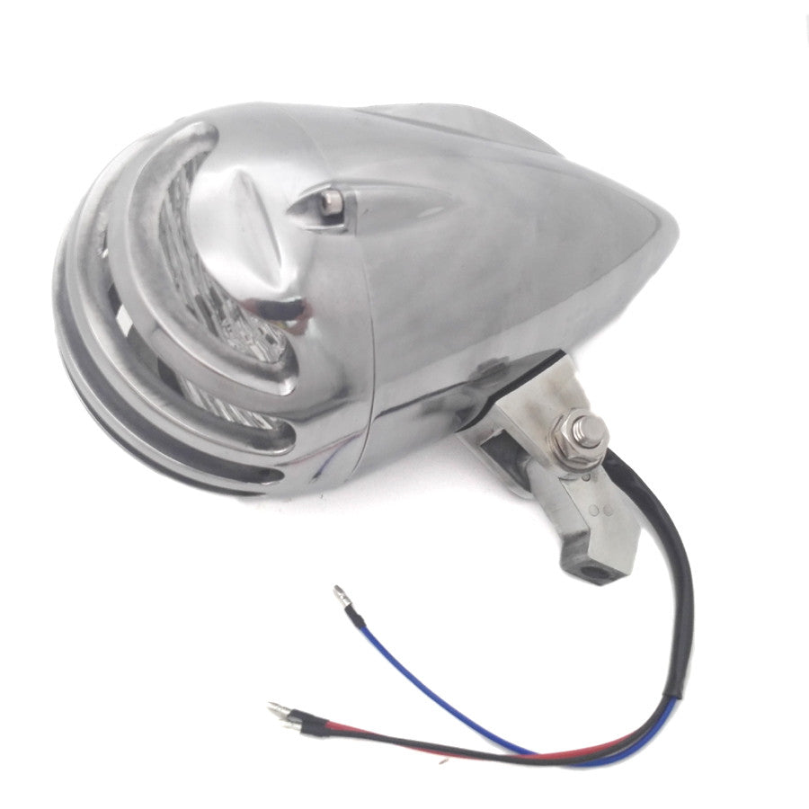 Chrome H4 Bullet Retro Grill Cover Headlight for Harley Chopper Bobber Custom Q