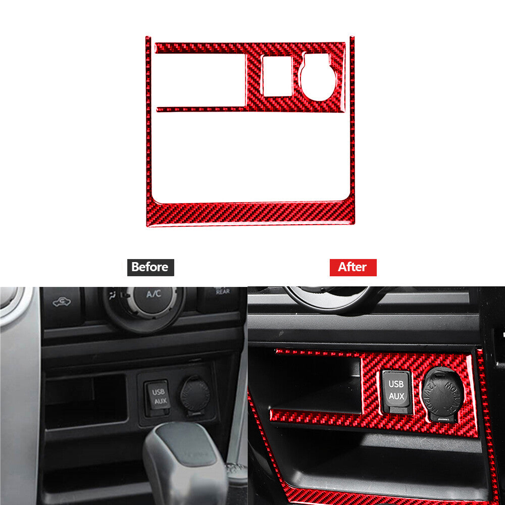 Red Carbon Fiber Cigar Lighter Panel Cover Trim for Toyota 4Runner 2010-2020