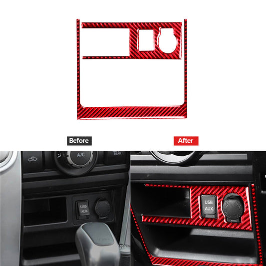 Red Carbon Fiber Cigar Lighter Panel Cover Trim for Toyota 4Runner 2010-2020