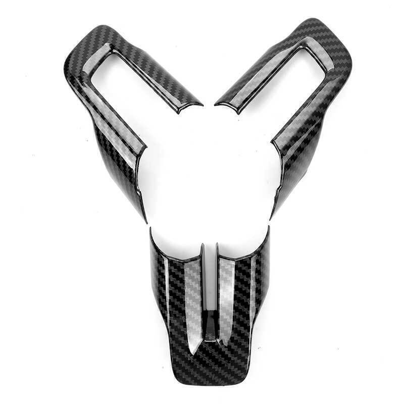 Interior steering wheel cover trim for Ford for Mustang 2015 - 24 ABS Carbon Fiber