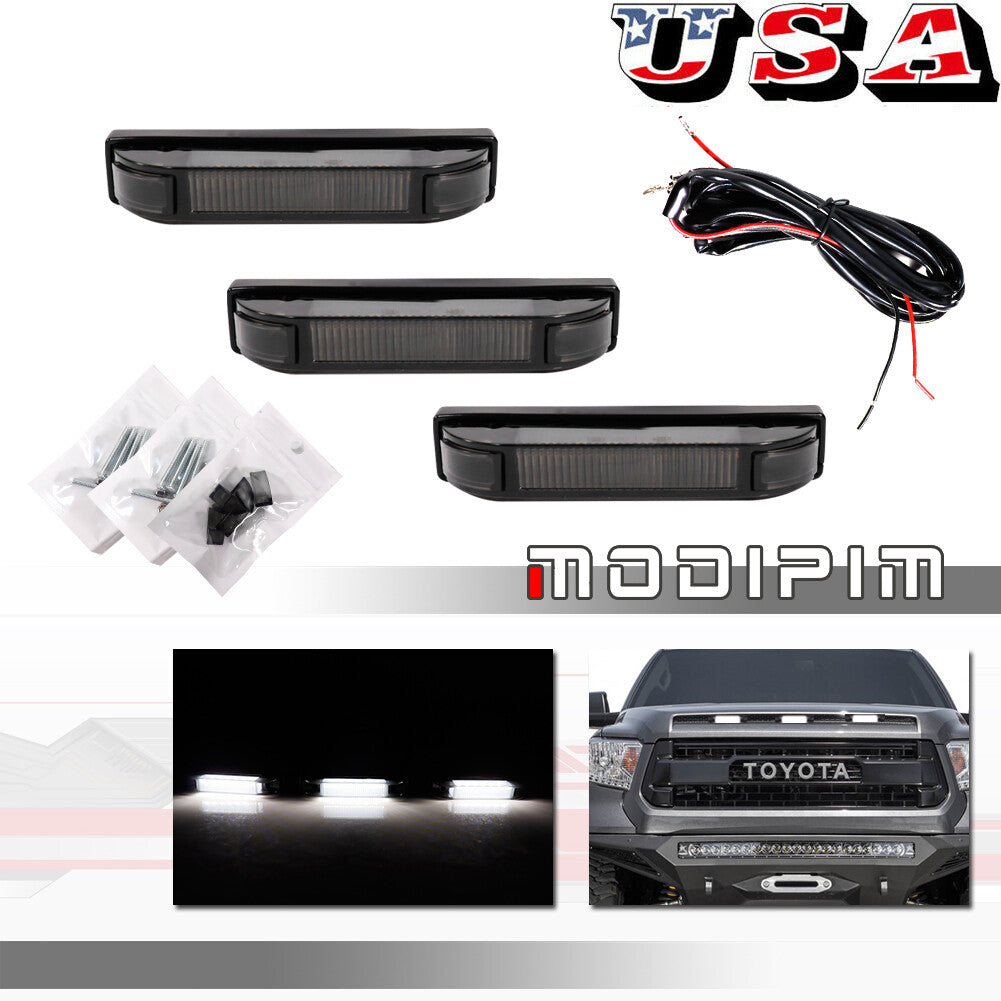 Smoked white front DRL grill light kit for 2014-21 tundra hood spoon- v