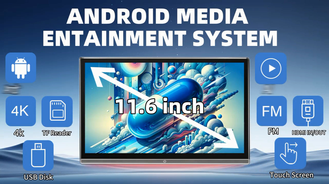 2pcs Android 11 Car TV Touch Screen Headrest Monitor For Rear for Seat Entertainment
