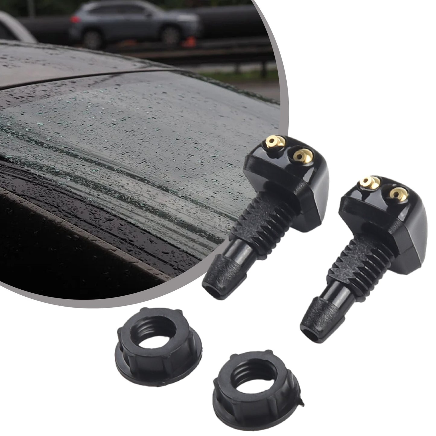 2 Pcs Car Dual Holes Windshield Washer Nozzle Wiper Water Spray Jet Adjustable v