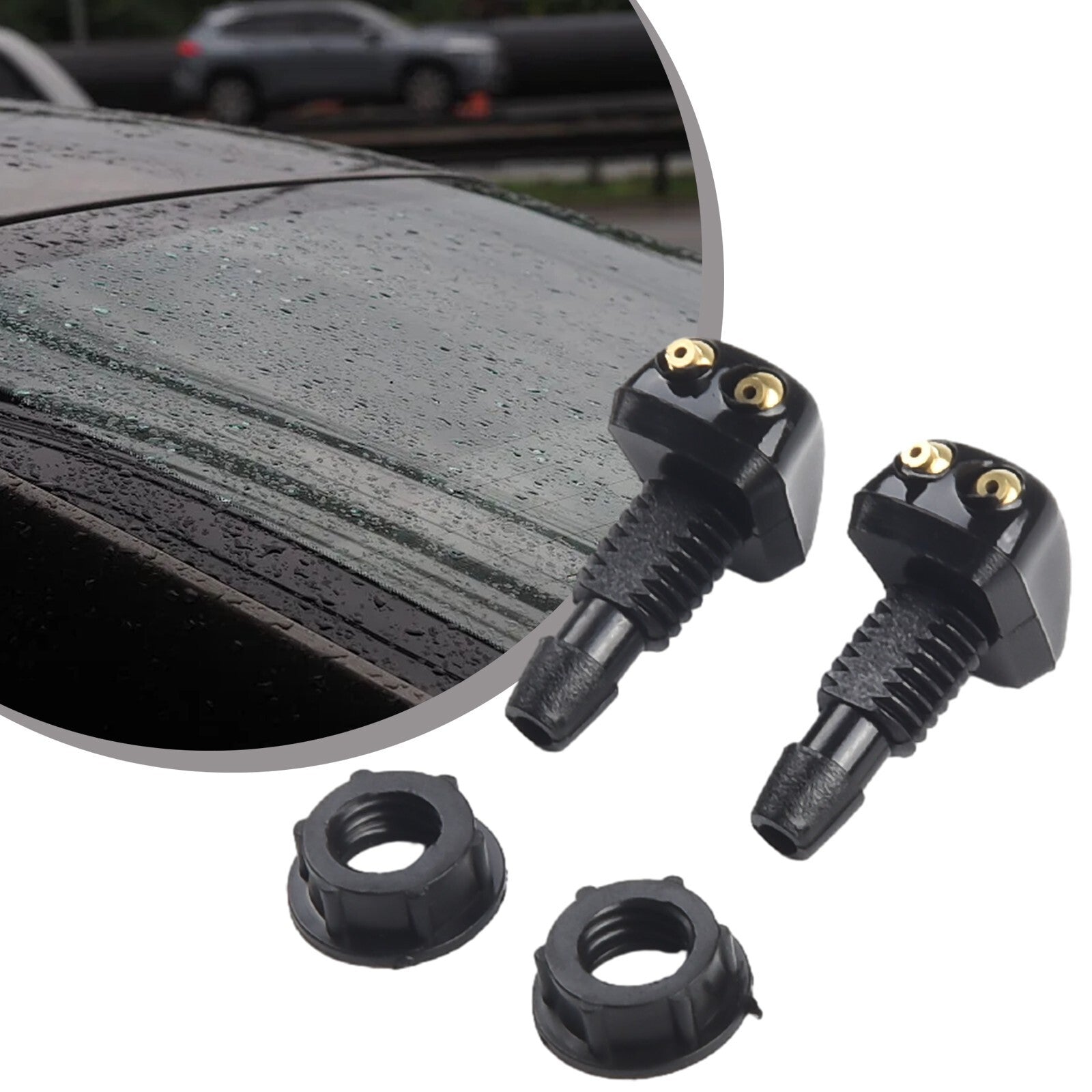 2 Pcs Car Dual Holes Windshield Washer Nozzle Wiper Water Spray Jet Adjustable v